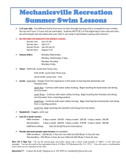 Mechanicsville Recreation Summer Swim Lessons