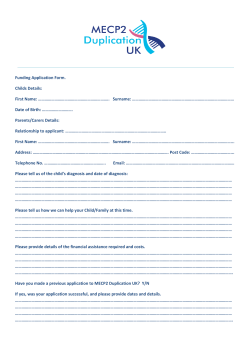 Funding Application Form. Childs Details: First Name