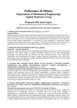 Argomenti di tesi / tesina disponibili presso la Sezione âMeccanica