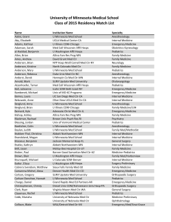 2015 Match Statistics - Medical Education | University of Minnesota
