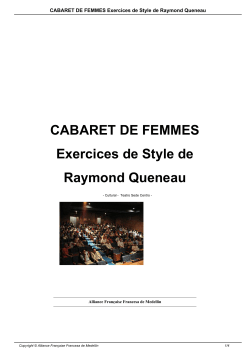 CABARET DE FEMMES Exercices de Style de Raymond Queneau