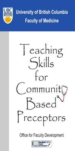 Teaching Skills for Community Based Preceptors