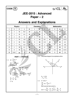 JEE-2015 : Advanced Paper â 2 Answers and Explanations
