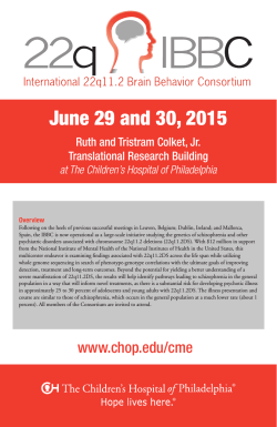 22q International Brain Behavior Consortium 2015 brochure