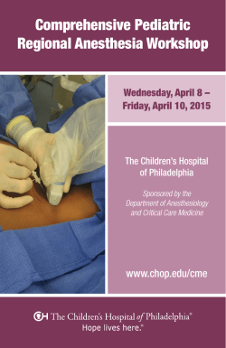 Pediatric Regional Anesthesia Workshop 2015 conference brochure
