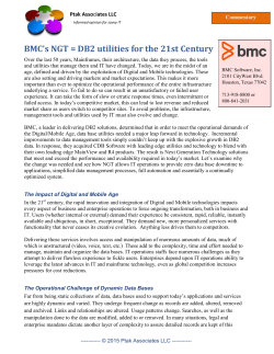 BMC`s NGT = DB2 Utilities for the 21st Century
