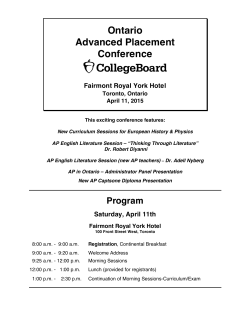 Ontario Advanced Placement Conference Fairmont Royal York Hotel
