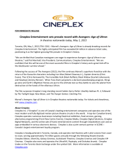 Cineplex Entertainment sets presale record with