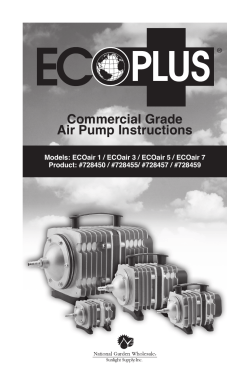 Commercial Grade Air Pump Instructions