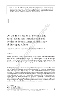 On the Intersection of Personal and Social Identities: Introduction