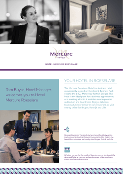 Tom Buyse, Hotel Manager, welcomes you to Hotel Mercure