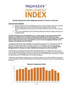 Monster Employment Index Philippines declines 31 Percent, on