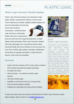 Plastic Logic Germany`s flexible displays Overview