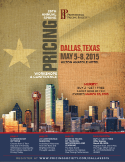 MAY 5-8,2015 DALLAS,TEXAS - Pricing Society