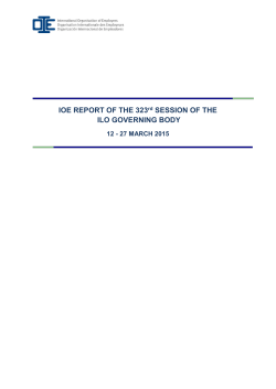 IOE REPORT OF THE 323rd SESSION OF THE ILO GOVERNING