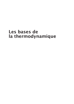 Les bases de la thermodynamique. Cours et exercices
