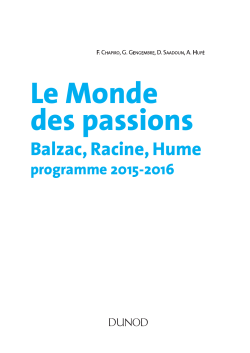 Le Monde des passions, balzac, Racine, Hume programme