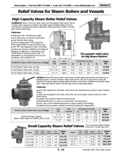 Relief Valves for Steam Boilers and Vessels