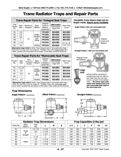 Trane Radiator Traps and Repair Parts