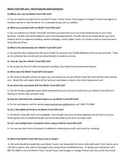 Marlin Travel Gift card &acirc; FAQ (Frequently Asked Questions) Q