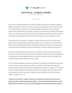James (Part 9)âArrogance/Humility