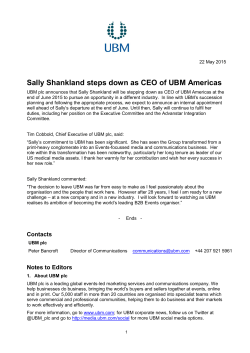 Sally Shankland steps down as CEO of UBM Americas