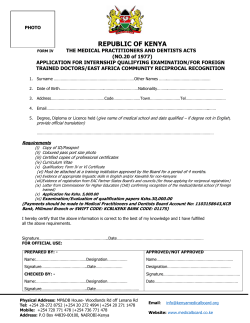REPUBLIC OF KENYA - Medical Practitioners and Dentists Board