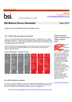 BSI Medical Device Newsletter April 2015