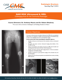 OAR MSK Ultrasound & MRI: - Department of Medical Imaging