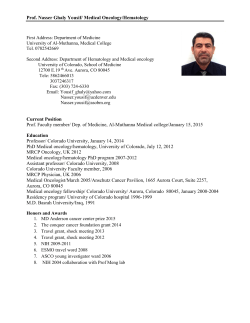 Prof. Nasser Ghaly Yousif/ Medical Oncology/Hematology Current