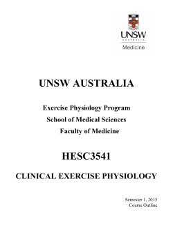 UNSW AUSTRALIA HESC3541 - School of Medical Sciences