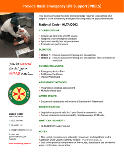 HLTAID002 Provide Basic Emergency Life Support