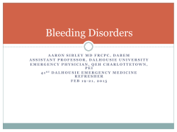 Bleeding Disorders - Dalhousie University