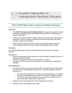2015 COUPE Best Paper Contest for Medical Students