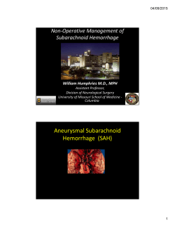 Aneurysmal Subarachnoid Hemorrhage (SAH)