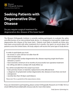 Seeking Patients with Degenerative Disc Disease