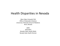Health Disparities in Nevada - Presentation for Nevada Public
