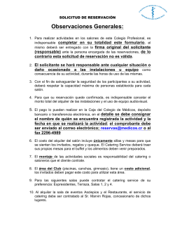 Observaciones Generales: - Colegio de MÃ©dicos y Cirujanos de
