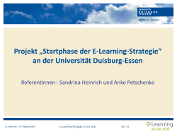 Projekt "Startphase E-Learning Strategie" - UniversitÃ¤t Duisburg