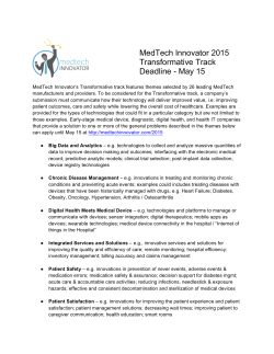 MedTech Innovator 2015 Transformative Track Deadline