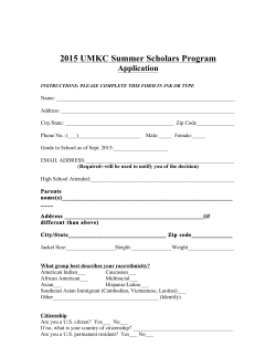 2015 UMKC Summer Scholars Program