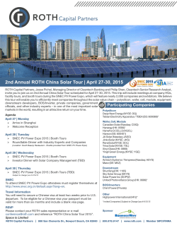 2nd Annual ROTH China Solar Tour | April 27-30, 2015