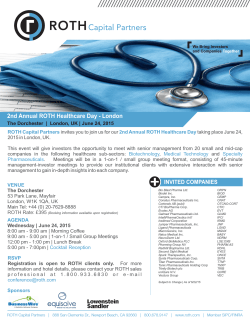 2nd Annual ROTH Healthcare Day - London
