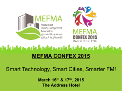 MEFMA CONFEX 2015 Smart Technology, Smart Cities, Smarter FM!