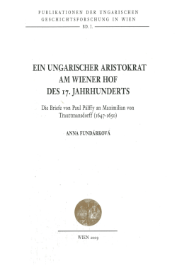 Ein ungarischer Aristokrat am Wiener Hof des 17. Jahrhunderts