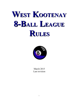 WEST KOOTENAY 8-BALL LEAGUE RULES