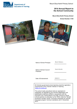 Annual Report - Mount Eliza North Primary School
