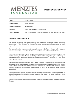 Menzies Foundation Project Officer Position Description367.89 KB