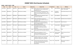ICMGP 2015 Oral Session Schedule