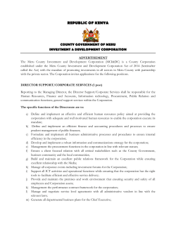 JOB VACANCIES AT MCIDC - Meru County Government